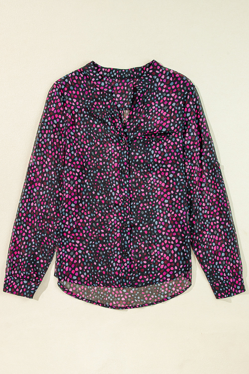 Grape Wine Polka-Dot Print Shirt