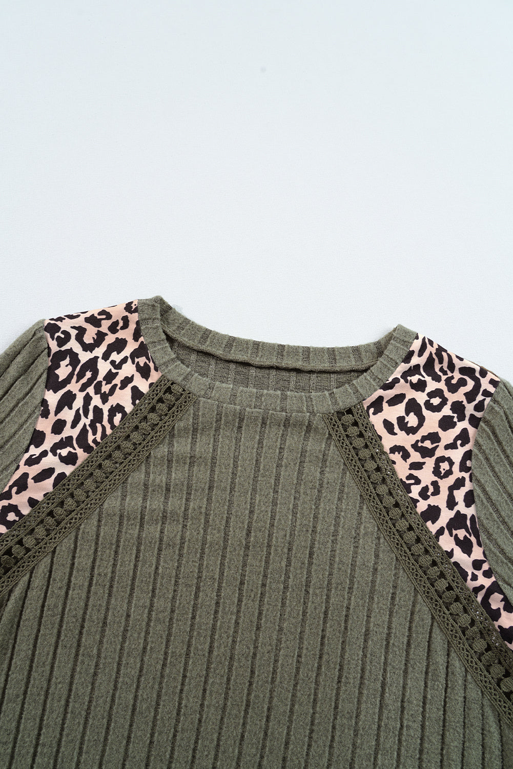 Moss Green Leopard Print Rib Top